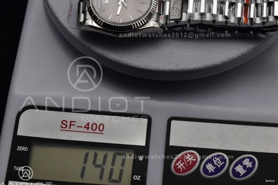 904L Grey (Gain vr3255 DayDate on Bracelet V5 Best Weight) Dial SS 36 Edition QF President Steel 0417